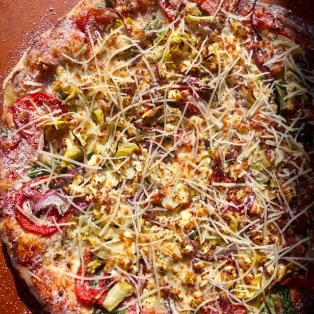 Veggie Gourmet Pizza.
