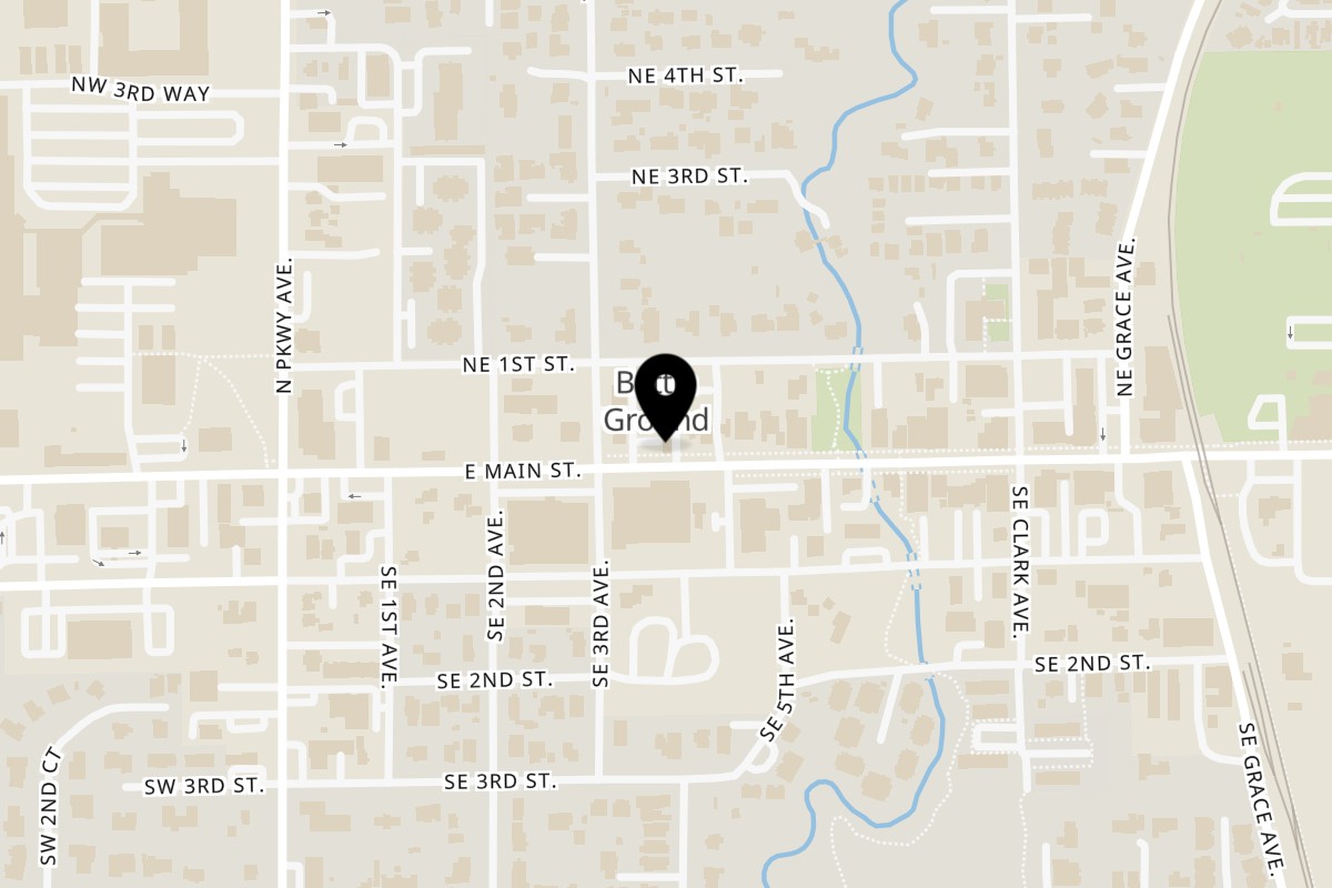 Map showing the location of Detroit Pizza - Battle Ground on 308 E Main St in Battle Ground